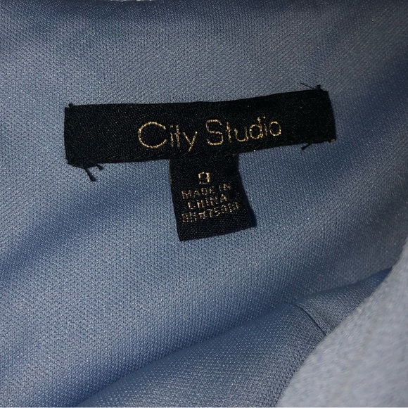 City Studio Baby Blue Off The Shoulder Ruffle Mini Cocktail Dress Size 9 - Picture 4 of 5